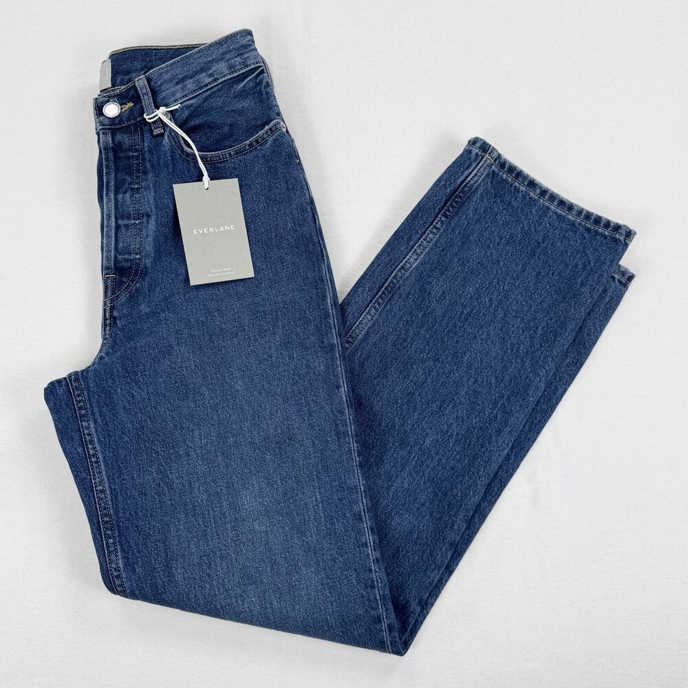 Everlane Women's 90's Way High Straight Leg Jean Size 25 Long Mid Indigo - Picture 2 of 16